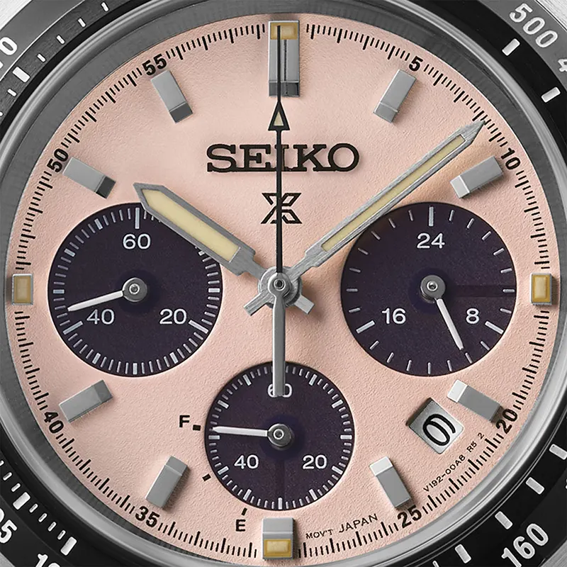 Seiko Speedtimer Chronograph Solar Salmon Dial Men's Watch- SSC963